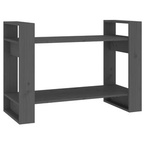 vidaXL grāmatu plaukts, pelēks, 80x35x56,5 cm, priedes masīvkoks