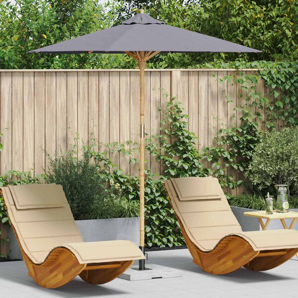 vidaXL Dārza parasols Tum&scaron;i pelēks &Oslash; 270 x 260 cm Bambuss