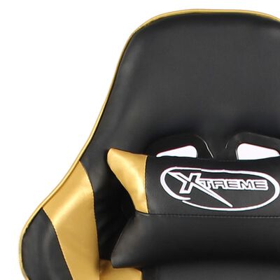 vidaXL datorspēļu krēsls ar kāju balstu, grozāms, zelta krāsā, PVC