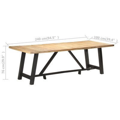 vidaXL virtuves galds, 240x100x76 cm, neapstrādāts mango koks