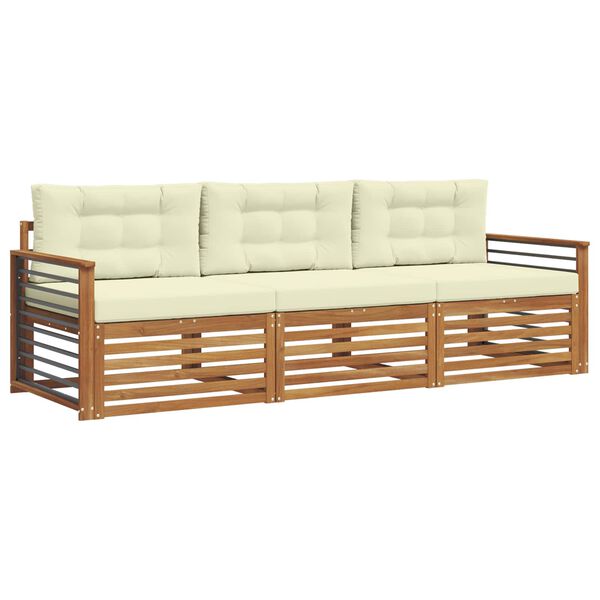 vidaXL Āra dīvānu komplekts ar spilvenu 3 pcs Dabisks un krējuma