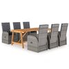 vidaXL 7-daļīgs dārza mēbeļu komplekts, pelēks