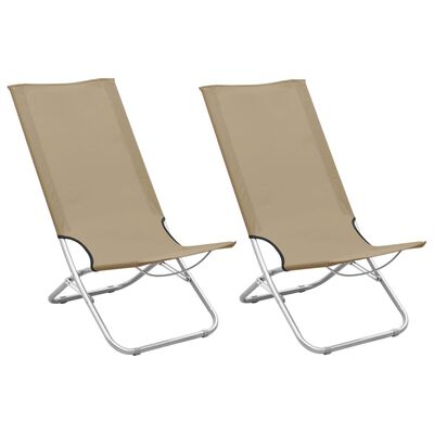 vidaXL salokāmi pludmales krēsli, 2 gab., pelēkbrūns audums