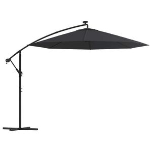 vidaXL saulessargs ar LED gaismām un tērauda kātu, 300 cm, melns