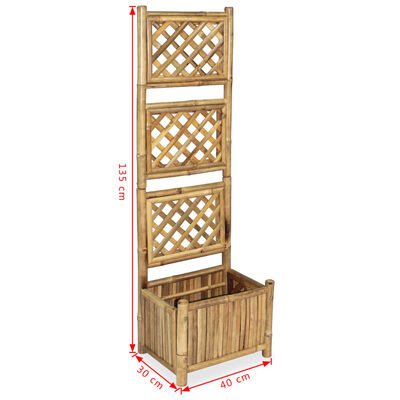 vidaXL augstā puķu kaste ar špaleru, 40 cm, bambuss