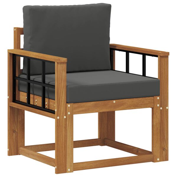 vidaXL Āra dīvāns Cieta akācijas koks un poliesters Dabiska