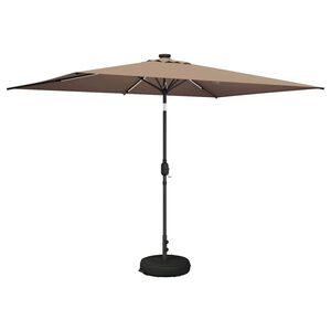 vidaXL Dārza parasols ar LED gaismām un pamatni 200 x 300 cm