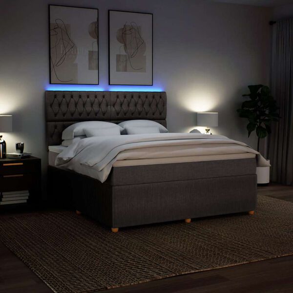 vidaXL atsperu gulta ar matraci, pelēkbrūns, 180x200 cm, audums