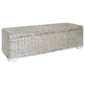 vidaXL uzglabā&scaron;anas kaste, 110 cm, balta, Kubu rotangpalma, mahagonijs koks