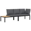 vidaXL dārza dīvānu ar spilveniem, 2 gab, melni, alumīnijs