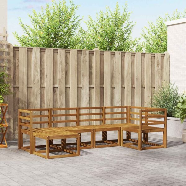 vidaXL Āra dīvānu komplekts ar spilvenu 6 pcs Dabīgs un gai&scaron;i pelēks