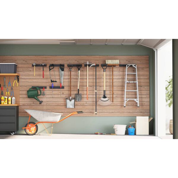 vidaXL Dārza instrumentu glabā&scaron;anas plaukti, 8 gab., Melns tērauds