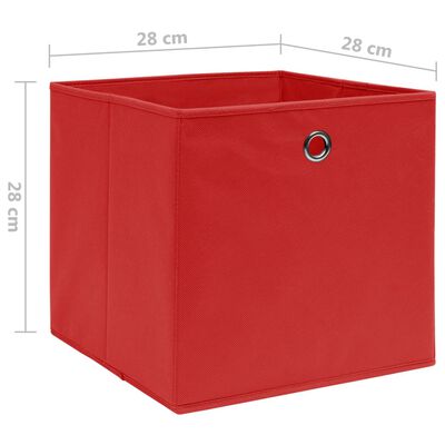 vidaXL uzglabāšanas kastes, 4 gb., 28x28x28 cm, sarkans neausts audums