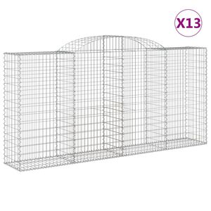 vidaXL arkveida gabiona grozi, 13gb., 300x50x140/160cm, cinkota dzelzs