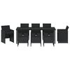 vidaXL Dārza ēdamgalds ar spilvenu 9 pcs Melna poliratāns