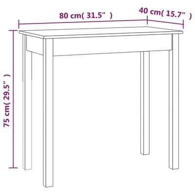 vidaXL konsoles galdiņš, medus brūns, 80x40x75 cm, priedes masīvkoks
