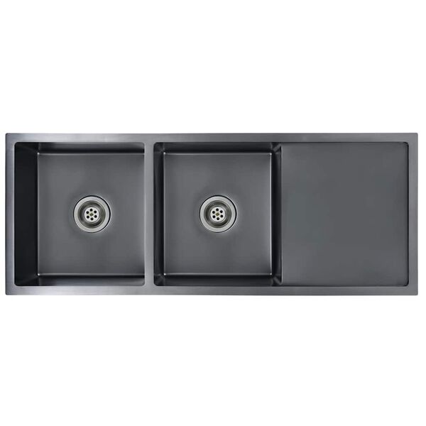 vidaXL virtuves izlietne, nerūsējošs tērauds, melna