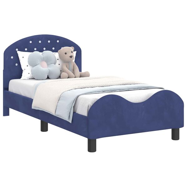 vidaXL Bērnu gultas rāmis ar galvgali Policijas zila 80 x 160 cm Samts