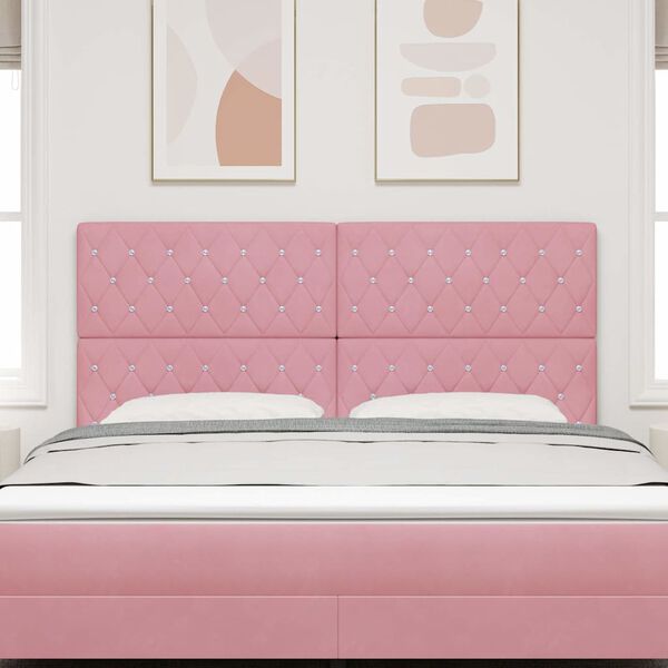 vidaXL LED gultas galva ar galvas klāju Rozā 180 cm Poliesters