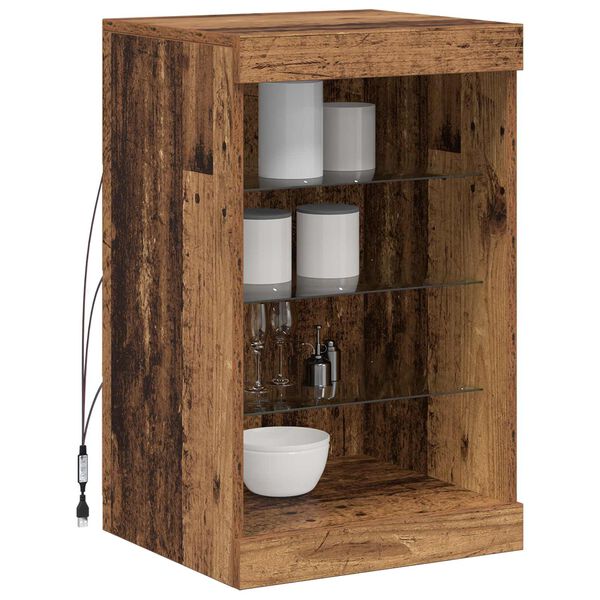 vidaXL LED sānu galds Vecs koks 41 x 37 x 67 cm Inženierijas koks