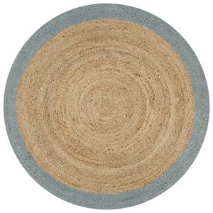 vidaXL paklājs ar olīvu zaļu malu, džuta, 120 cm, roku darbs