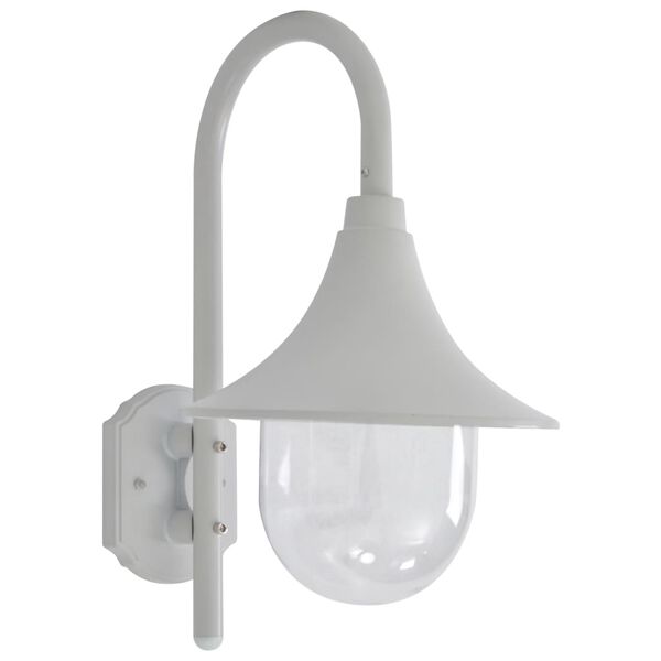 vidaXL dārza sienas lampa, E27, 42 cm, alumīnijs, balta