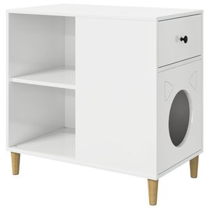 vidaXL Kaķu māja Spīdīga Balta 72 x 42,5 x 70 cm Inženierijas koks