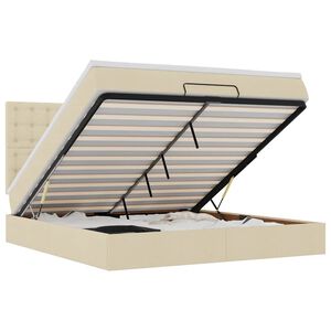 vidaXL Osmaņu gulta ar matraci & LEDs, krēmkrāsas, 180x200cm, audums