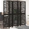 vidaXL 5-paneļu istabas aizslietnis, melns, paulonijas masīvkoks