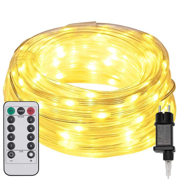 vidaXL Virvju gaisma su 480 LED Silti balts 20 m PVC