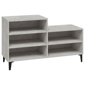 vidaXL apavu plaukts, betonpelēks, 102x36x60 cm, inženierijas koks