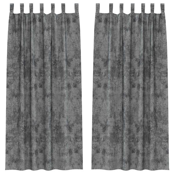 vidaXL Samta aizkari ar aizkariem 2 pcs Pelēka 260 x 140 cm Samts