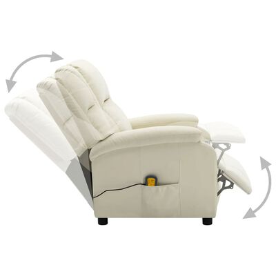 vidaXL masāžas krēsls, krēmbalta mākslīgā āda