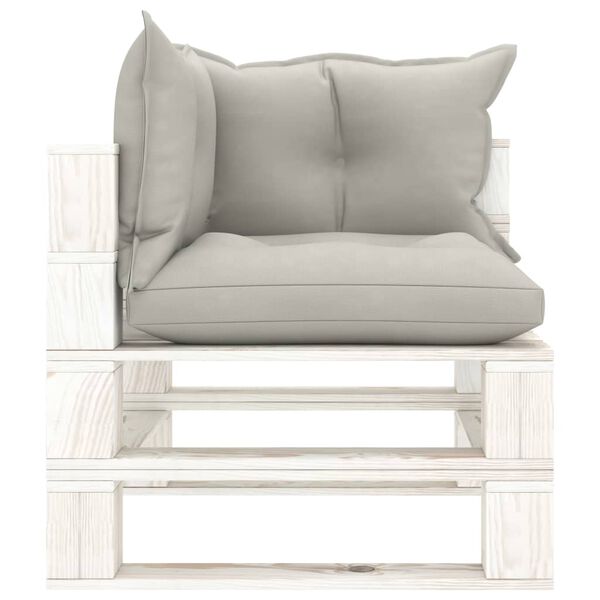 vidaXL 5-daļīgs dārza mēbeļu komplekts, pelēkbrūni matrači, koks