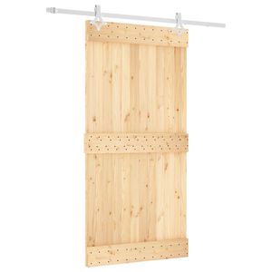 vidaXL Slīdo&scaron;ās durvis 100 x 210 cm Cieta priedes koks (neapstrādāts)