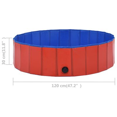 vidaXL suņu baseins, salokāms, sarkans, 120x30 cm, PVC