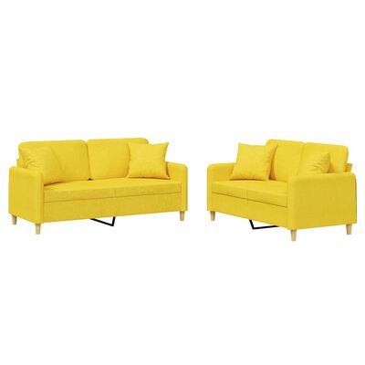 vidaXL divdaļīgs dīvānu komplekts ar spilveniem, dzeltens audums