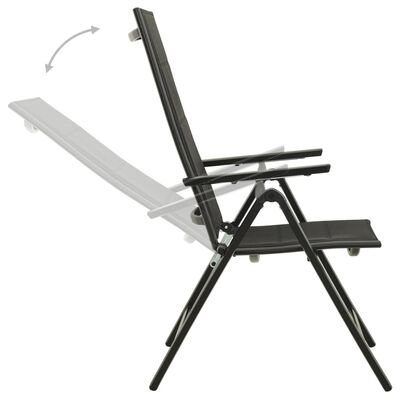 vidaXL saliekami dārza krēsli, 2 gab., tekstilēns, alumīnijs, melni