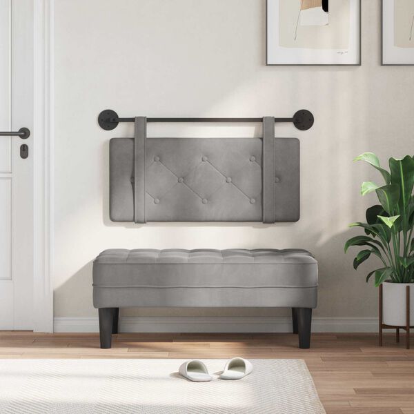 vidaXL Karājo&scaron;s galvgalis Gai&scaron;i pelēks 100 x 55 x 5 cm Samts