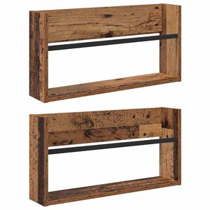 vidaXL Žurnālu statīvs ar plauktu 2 gab. Vecs koks 60 x 12 x 30 cm