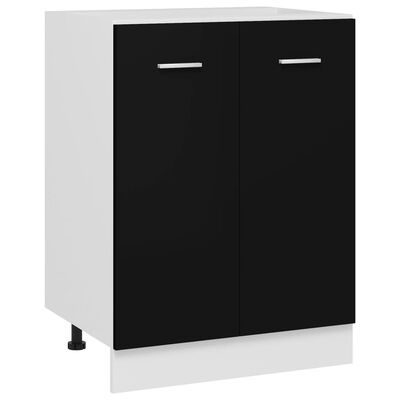 vidaXL virtuves skapītis, melns, 60x46x81,5 cm, skaidu plāksne