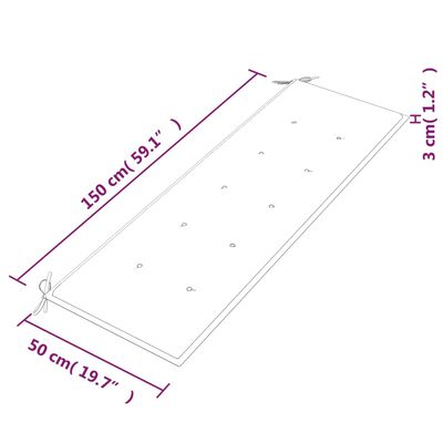 vidaXL sols, matracis ar lapu apdruku, 150 cm, masīvs tīkkoks