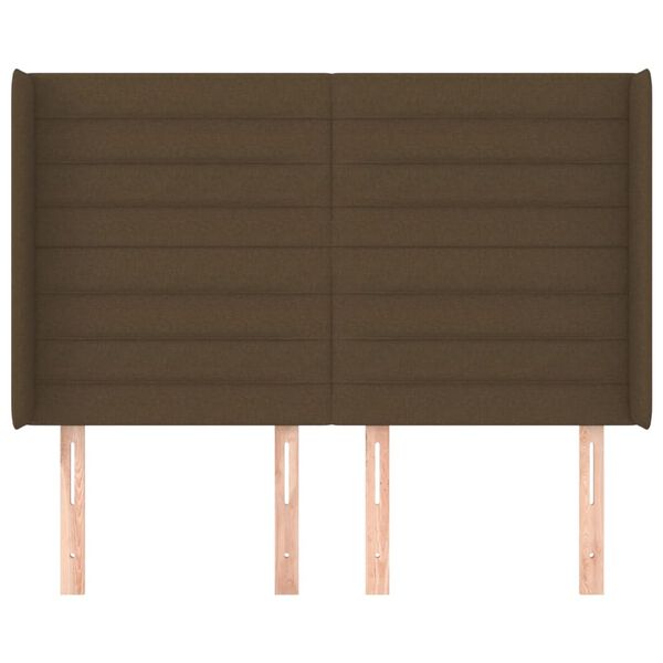 vidaXL galvgalis ar malām, 147x16x118/128 cm, tum&scaron;i brūns audums