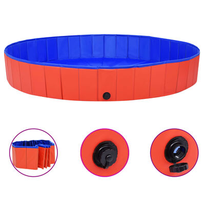 vidaXL suņu baseins, salokāms, sarkans, 200x30 cm, PVC