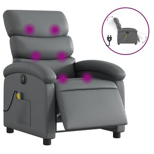 vidaXL elektrisks masāžas krēsls, atgāžams, pelēka mākslīgā āda