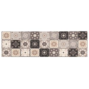 vidaXL Virtuves paklājs Pelēka un bē&scaron;a mozaīka 150 x 45 cm