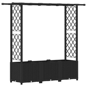 vidaXL Pacelta gulta ar treliem un jumtu Melns 162,5 x 40 x 138 cm PP