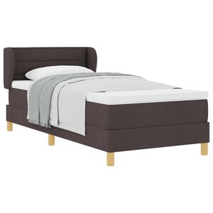 vidaXL Kastītes atsperu gulta Tum&scaron;i brūna 90 x 190 cm audums