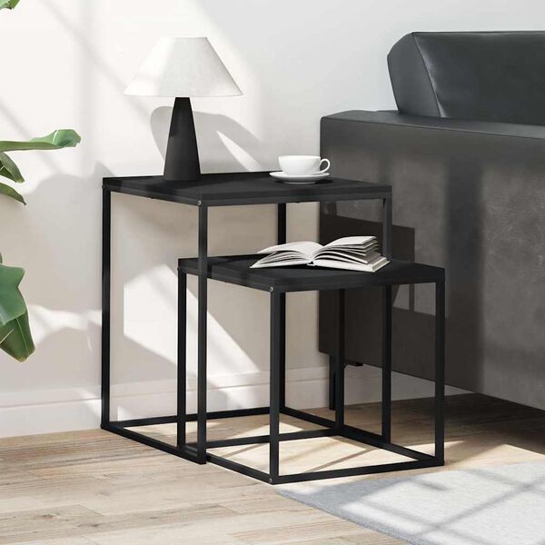 vidaXL kafijas galdiņi, 2 gab., inženierijas koks un metāls