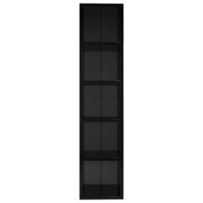 vidaXL CD skapītis, spīdīgi melns, 21x16x93.5 cm, skaidu plāksne